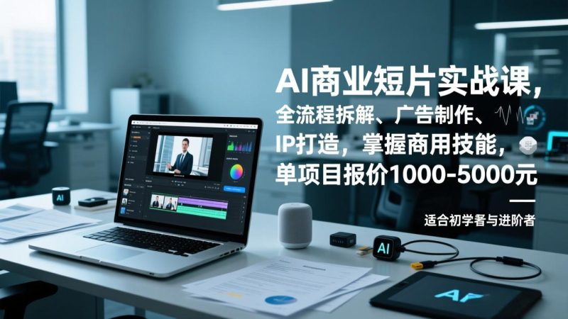 AI商业短片实战课,全流程拆解、广告制作、IP打造,掌握商用技能,单项目报价1000-5000元-咖脉互联