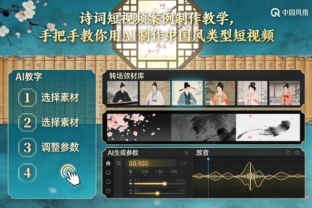 古诗词短视频案例制作教学,手把手教你用AI制作中国风类型短视频-咖脉互联