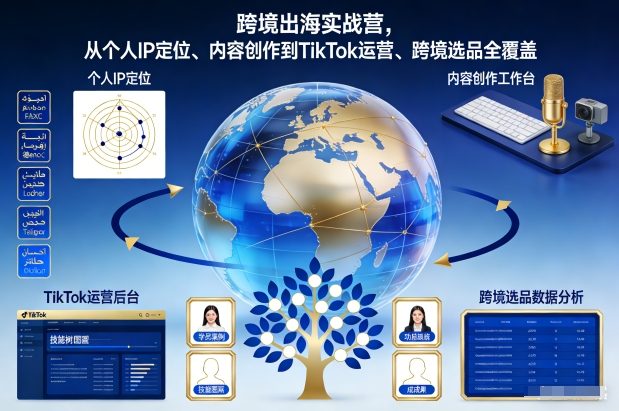 跨境出海实战营,从个人IP定位、内容创作到TikTok运营、跨境选品全覆盖-咖脉互联