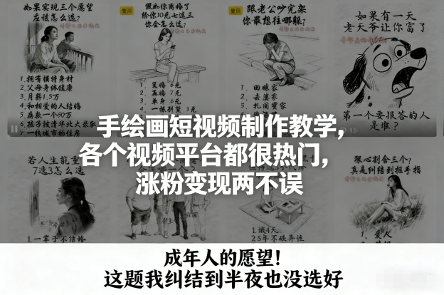 手绘画短视频制作教学，各个视频平台都很热门，涨粉变现两不误-咖脉互联