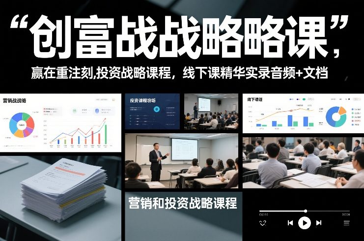 创富战略课，赢在重注时刻，营销和投资战略课程，线下课精华实录音频+文档-咖脉互联