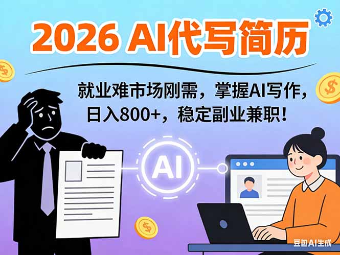 AI代写简历,超暴利,用万能模板月入1-3万实战教程,2026年市场刚需!-咖脉互联