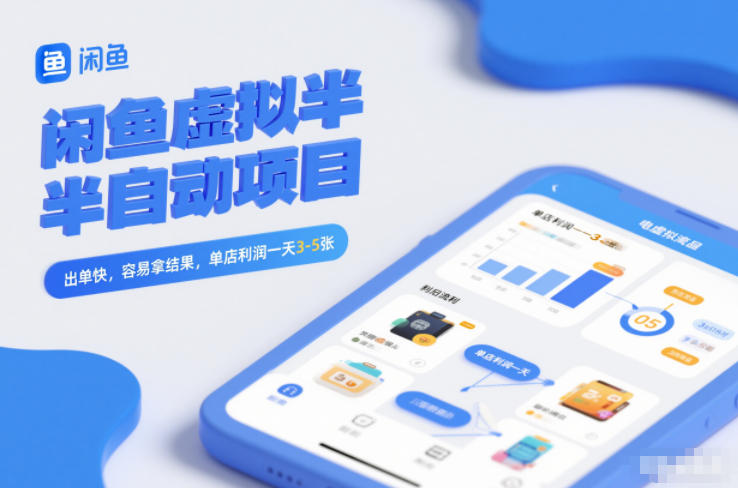 闲鱼虚拟半自动项目,出单快,容易拿结果,单店利润一天3-5张-咖脉互联