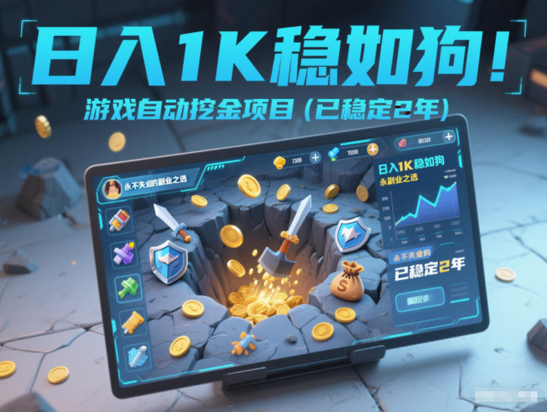 日入1K稳如狗！游戏自动挖金项目(已稳定2年)，永不失业的副业之选【揭秘】-咖脉互联