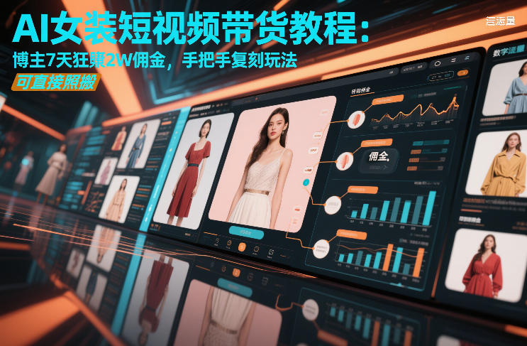 AI女装短视频带货教程：博主7天狂賺2W佣金，手把手复刻玩法，可直接照搬-咖脉互联