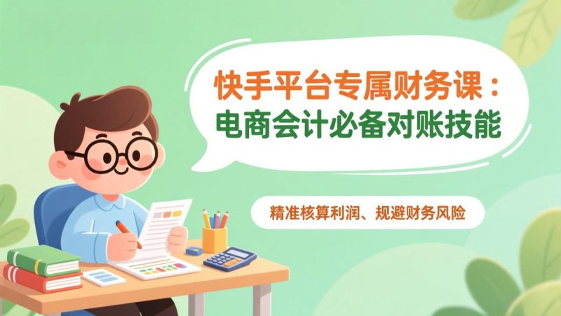 快手平台专属财务课:电商会计必备对账技能,精准核算利润、规避财务风险-咖脉互联