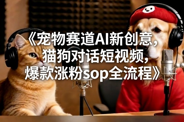 宠物赛道AI新创意，猫狗对话短视频，爆款涨粉sop全流程-咖脉互联