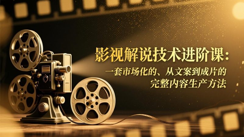 影视解说技术进阶课:一套市场化的、从文案到成片的完整内容生产方法-咖脉互联