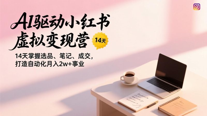 AI驱动小红书虚拟变现营,14天掌握选品、笔记、成交,打造自动化月入2w+事业-咖脉互联