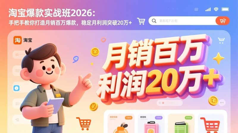 淘宝爆款实战班2026:手把手教你打造月销百万爆款,稳定月利润突破20万+-咖脉互联