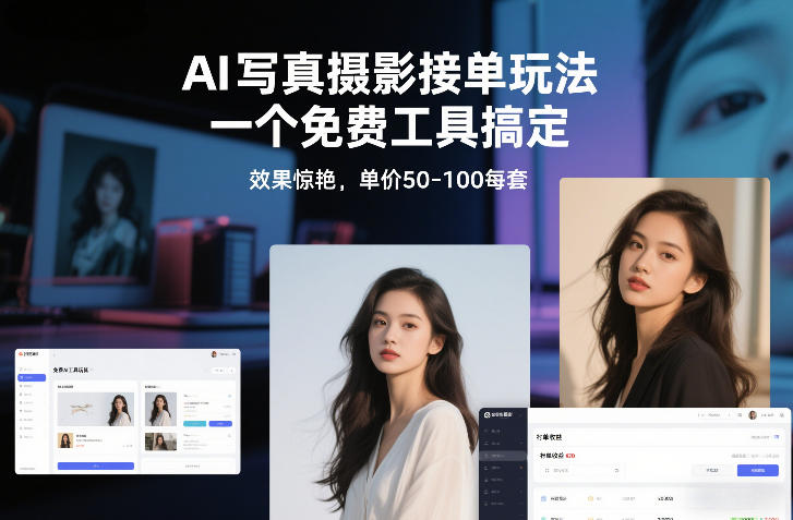 AI写真摄影接单玩法,一个免费工具搞定,效果惊艳,单价50-100每套-咖脉互联