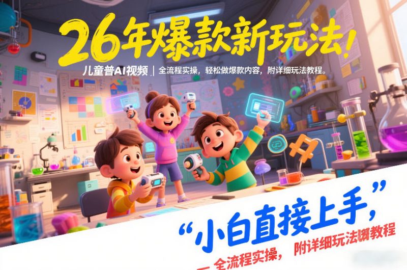 26年爆款新玩法,儿童科普AI视频,全流程实操,轻松做爆款内容,小白直接上手,附详细玩法教程-咖脉互联