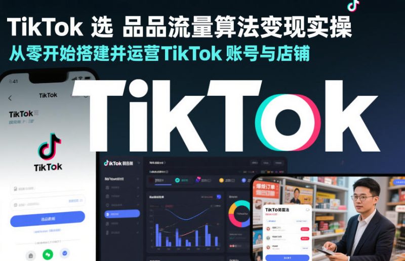 TikTok选品流量算法变现实操,从零开始搭建并运营TikTok账号与店铺-咖脉互联