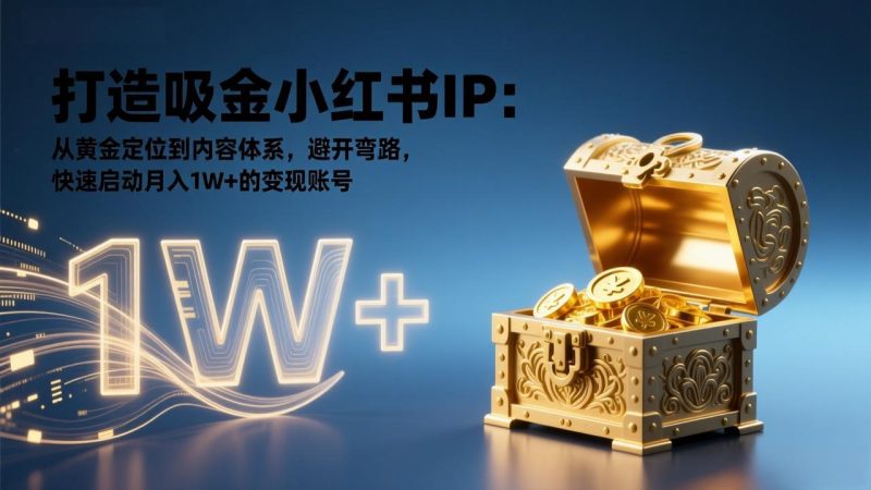打造吸金小红书IP:从黄金定位到内容体系,避开弯路,快速启动月入1W+的变现账号-咖脉互联