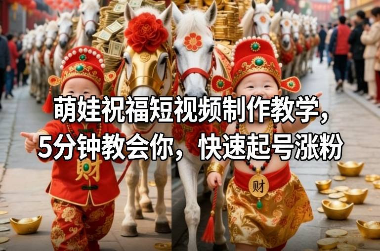 萌娃祝福短视频制作教学,5分钟教会你,快速起号涨粉-咖脉互联