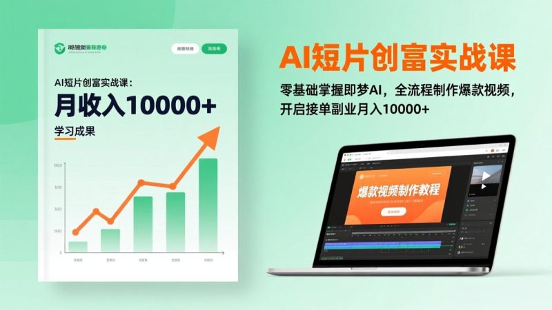AI短片创富实战课:零基础掌握即梦AI,全流程制作爆款视频,开启接单副业月入10000+(更新-咖脉互联