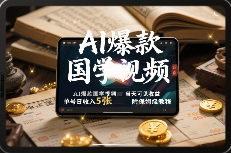 AI爆款国学视频,独家起号方法,小白直接上手,当天可见收益,单号日收入5张+附保姆级教程-咖脉互联