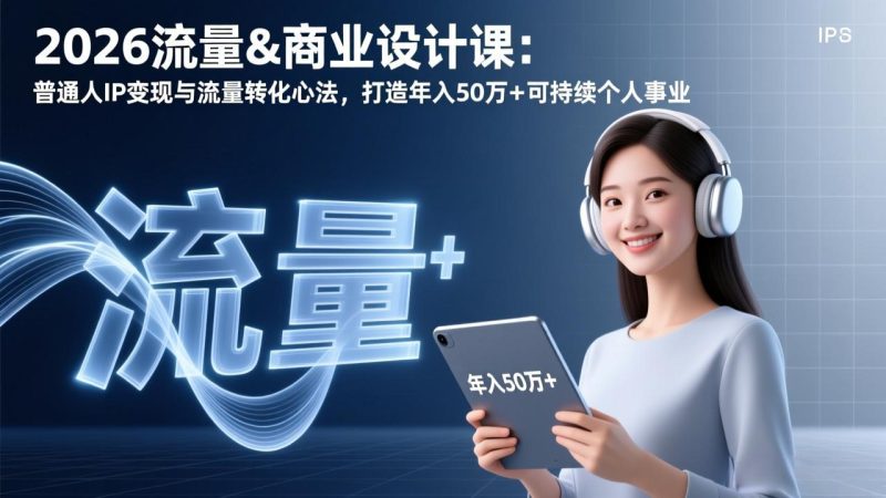 2026流量&商业设计课:普通人IP变现与流量转化心法,打造年入50万+可持续个人事业-咖脉互联