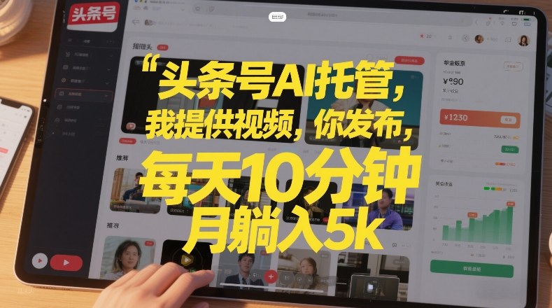 头条号AI托管,我提供视频,你发布,每天10分钟,月躺入5k+【揭秘】-咖脉互联