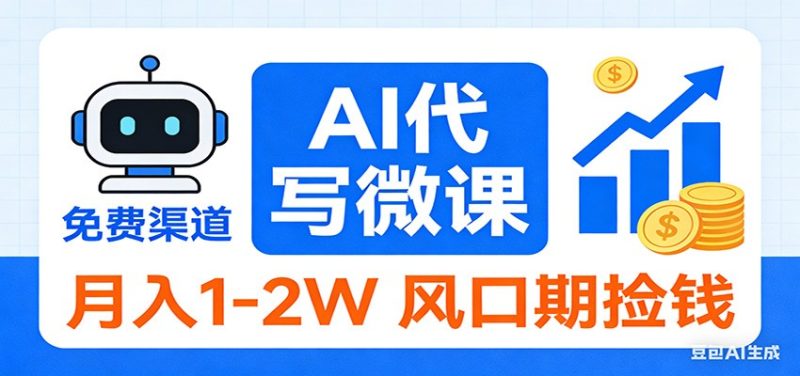 2026告别打工!AI 代写微课,提供免费渠道,月入 1-2W 风口期捡钱-咖脉互联