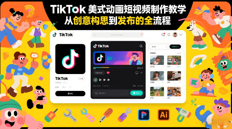 TikTok美式动画短视频制作教学，从创意构思到发布的全流程-咖脉互联
