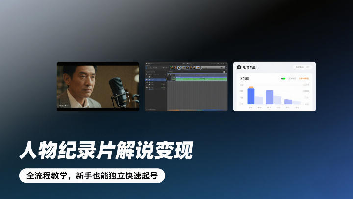 人物纪录片解说变现，全流程教学，新手也能独立快速起号-咖脉互联