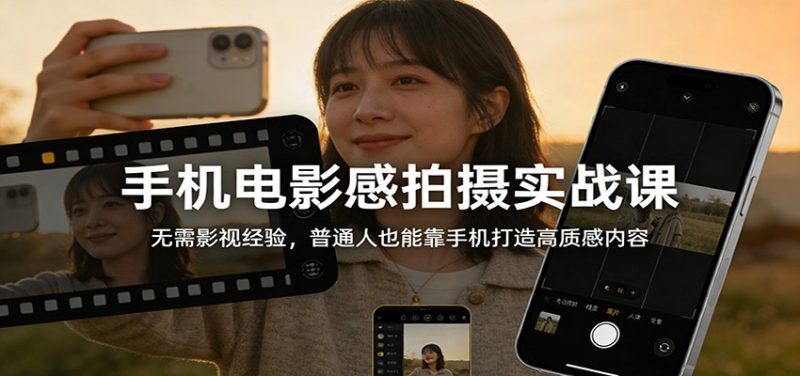 手机电影感拍摄实战课：无需影视经验，普通人也能靠手机打造高质感内容-咖脉互联