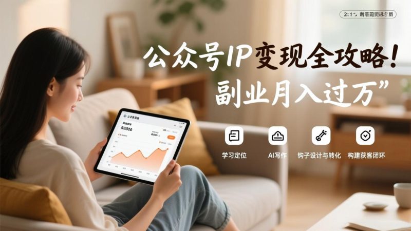 公众号IP变现全攻略，学习定位、AI写作、钩子设计与转化，构建获客闭环，副业月入过万-咖脉互联