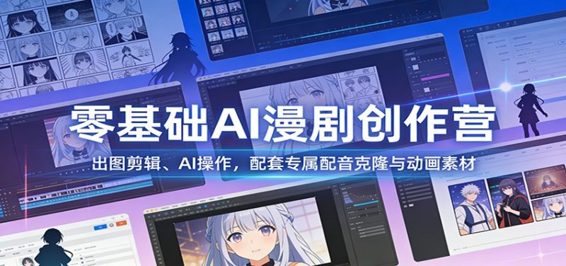 零基础AI漫剧创作营：出图剪辑、AI操作，配套专属配音克隆与动画素材-咖脉互联
