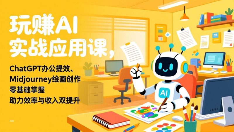 玩赚AI实战应用课，ChatGPT办公提效、Midjourney绘画创作，零基础掌握，助力效率与收入双提升-咖脉互联