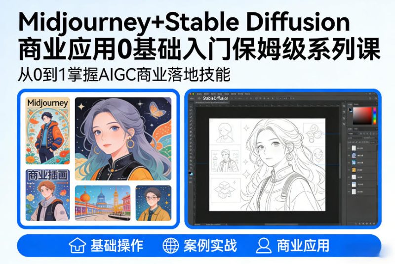 AIGC商业应用Midjourney+Stable Diffusion教程，0基础入门保姆级系列课-咖脉互联
