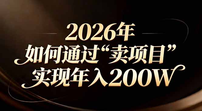 站在2026年的十字路口：一个普通人如何通过卖项目实现年入200万-咖脉互联