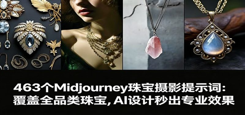 463个Midjourney珠宝摄影提示词:覆盖全品类珠宝,AI设计秒出专业效果-咖脉互联