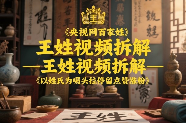 央视网百家姓–王姓视频拆解,以姓氏为噱头拉停留点赞涨粉-咖脉互联