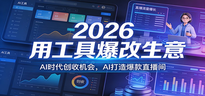 图片[1]-2026用工具爆改生意，AI时代创收机会，AI打造爆款直播间-咖脉互联