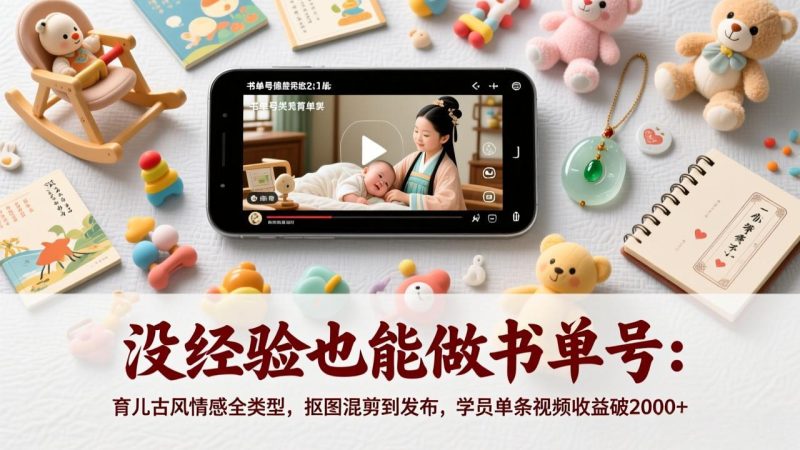 没经验也能做书单号:育儿古风情感全类型,抠图混剪到发布,学员单条视频收益破2000+-咖脉互联