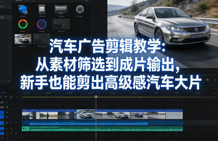 汽车广告剪辑教学:从素材筛选到成片输出,新手也能剪出高级感汽车大片-咖脉互联