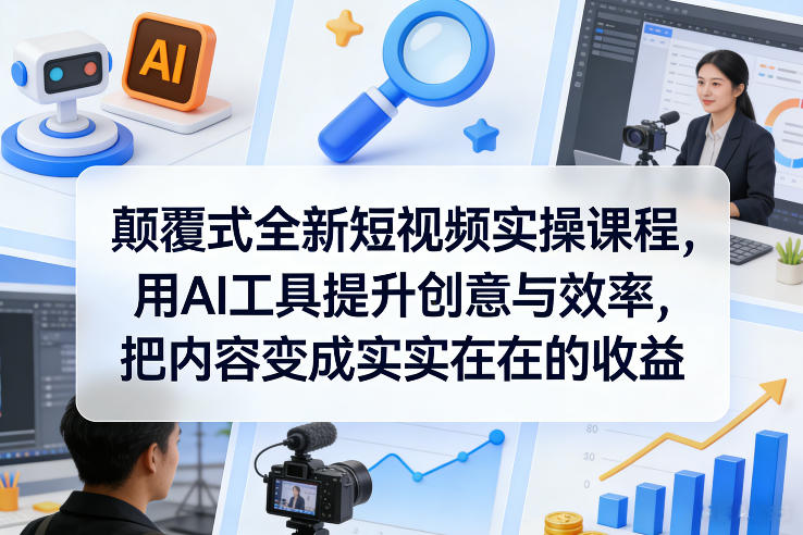 颠覆式全新短视频实操课程，用AI工具提升创意与效率，把内容变成实实在在的收益-咖脉互联