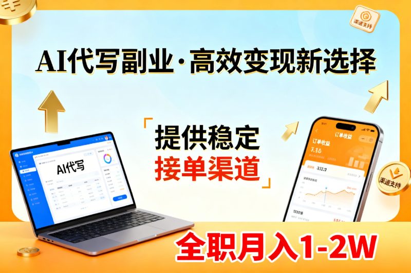 AI代写副业，高效变现，提供渠道，永不失业副业兼职 全职月入1-2W【SOP手册】-咖脉互联
