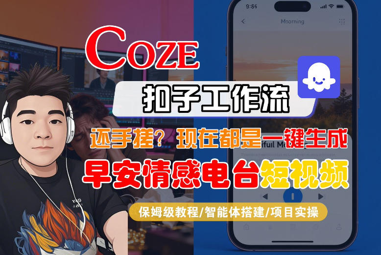 【Coze工作流搭建实操教程】【coze】早安情感电台日签视频还在手动做？用扣子工作流自动生成，省时90%-咖脉互联