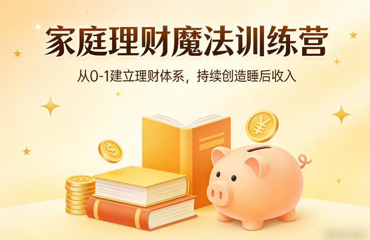 家庭理财魔法训练营,从0-1建立理财体系,持续创造睡后收入-咖脉互联