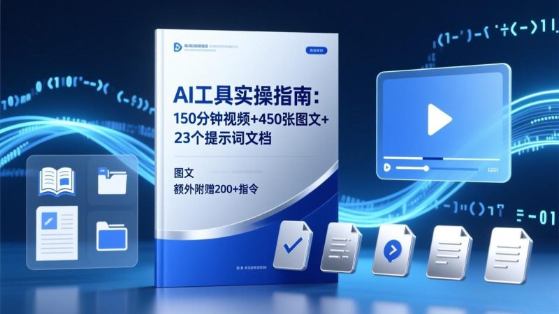 AI工具实操指南:150分钟视频+450张图文+23个提示词文档,额外附赠200+指令-咖脉互联