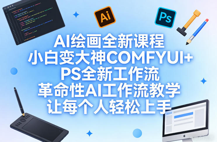 AI绘画全新课程，小白变大神COMFYUI+PS全新工作流，革命性AI工作流教学，让每个人轻松上手-咖脉互联