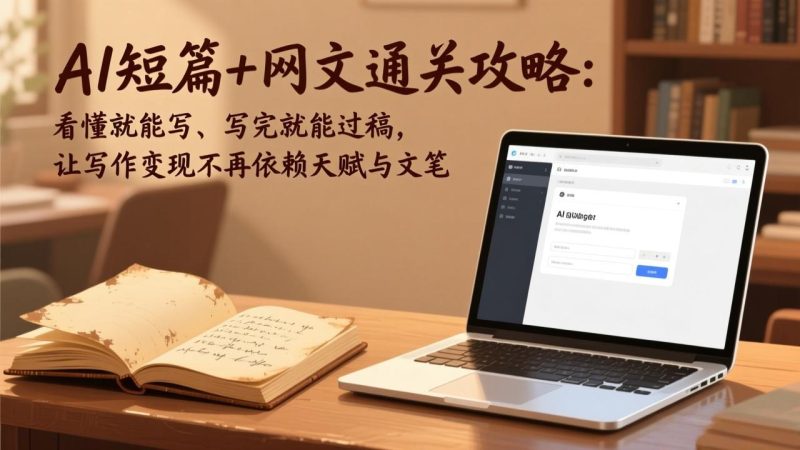 AI短篇+网文通关攻略：看懂就能写、写完就能过稿，让写作变现不再依赖天赋与文笔-咖脉互联