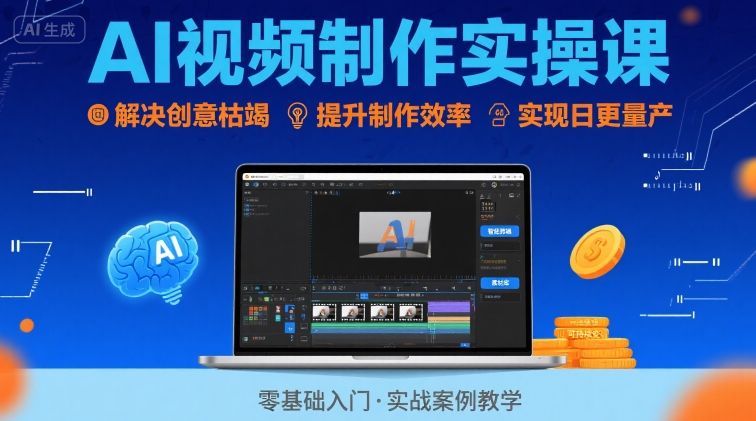 Ai视频制作实操课,解决创意枯竭、效率低下痛点,实现日更量产可持续变现(更新26年3月)-咖脉互联