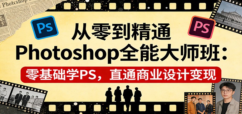 图片[1]-从零到精通Photoshop全能大师班：零基础学PS，直通商业设计变现-咖脉互联