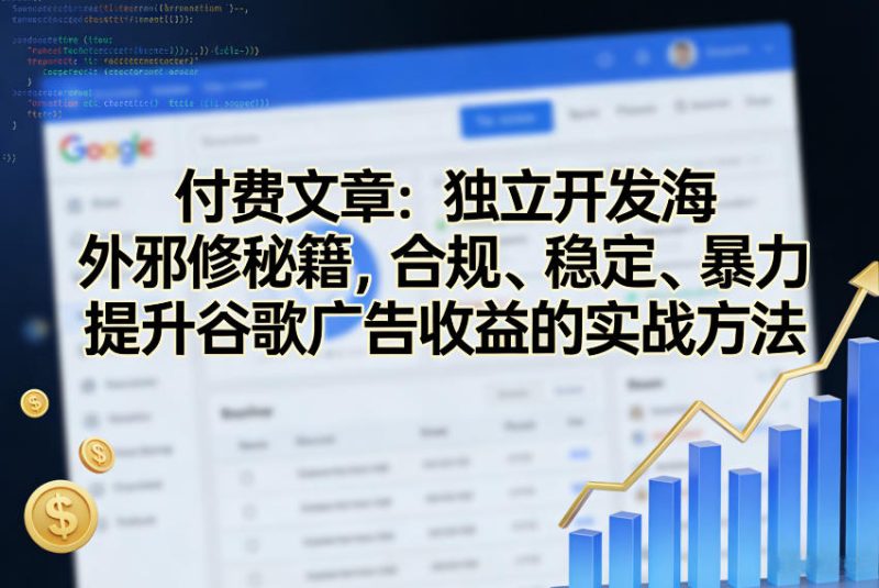付费文章：独立开发海外邪修秘籍，合规、稳定、暴力提升谷歌广告收益的实战方法-咖脉互联