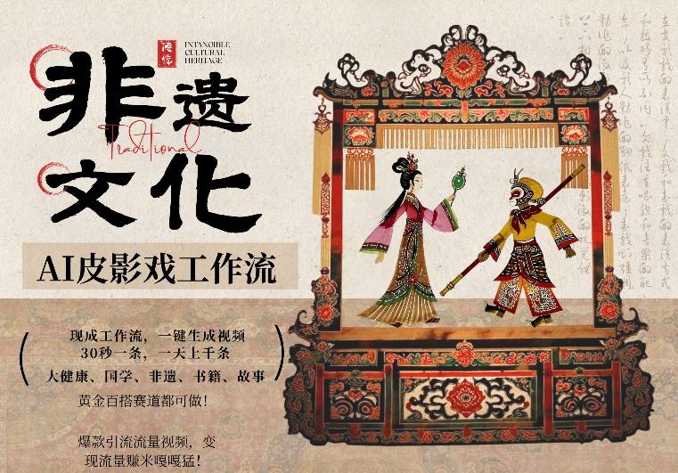 AI一键生成民俗文化非遗皮影戏视频,一刀不剪无需剪辑,30S一条,一天上百条,流量财富嘎嘎猛-咖脉互联