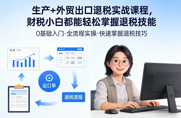 生产+外贸出口退税实战课程，财税小白都能轻松掌握退税技能-咖脉互联