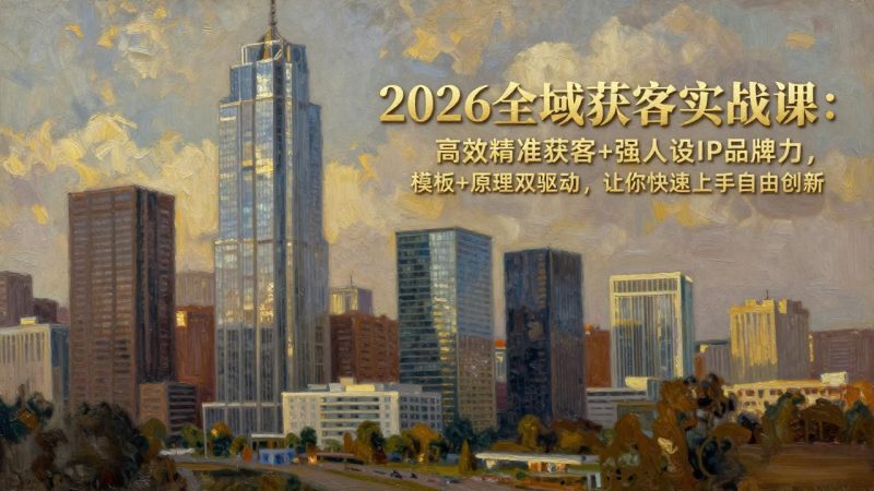 2026全域获客实战课:高效精准获客+强人设IP品牌力,模板+原理双驱动,让你快速上手自由创新-咖脉互联